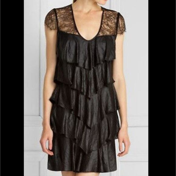 BCBGMAXAZRIA Black Cocktail ruffled Short Night Out Dress EUC - Picture 3 of 11